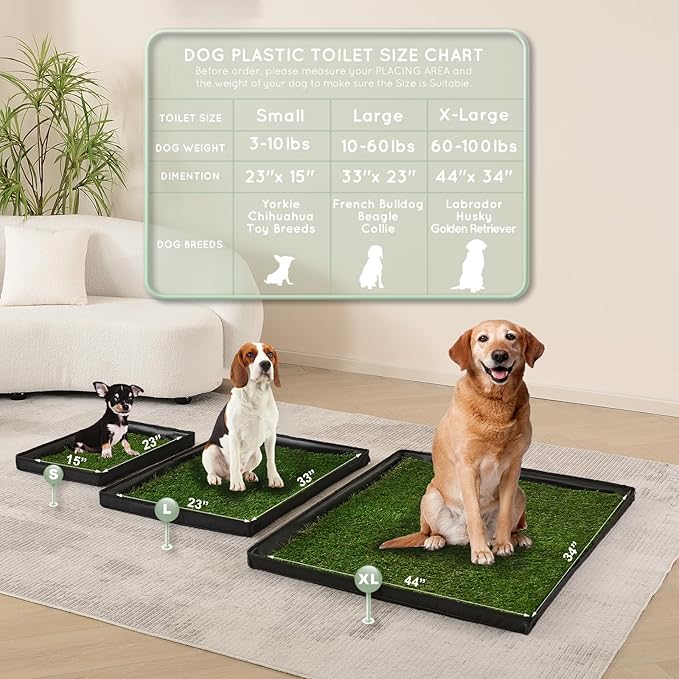 Dog Grass Pad with Foldable Dog Litter Box,Small Liner Base for Balcony，Ultra-Absorbent Artificial Grass Pads for Dogs Pee Pad Holder, Potty Training, 2 PCS Reusable Pee Pads