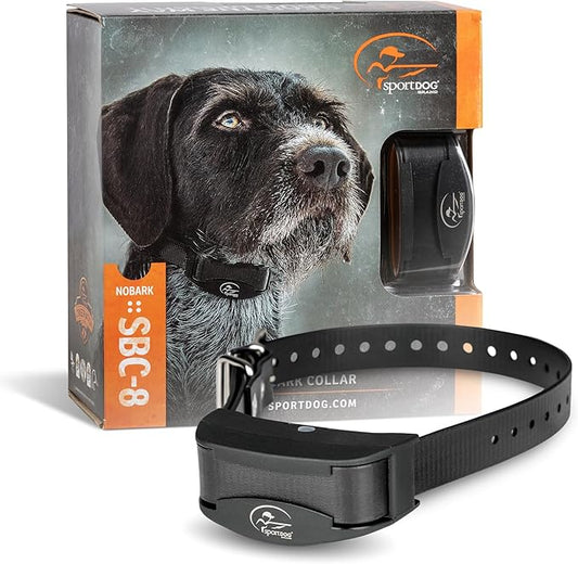 SportDOG Brand NoBark SBC-8 Bark Control Collar - Static Collar with Progressive Correction - Waterproof - Static Stimulation - Dogs 8 lbs & up