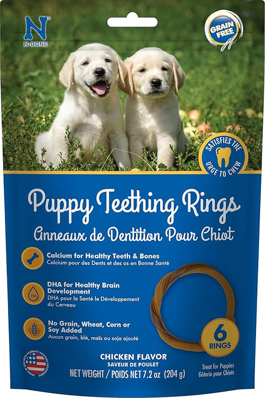 N-Bone Puppy Teething Rings, Grain-Free Chicken Flavor, 6 ct