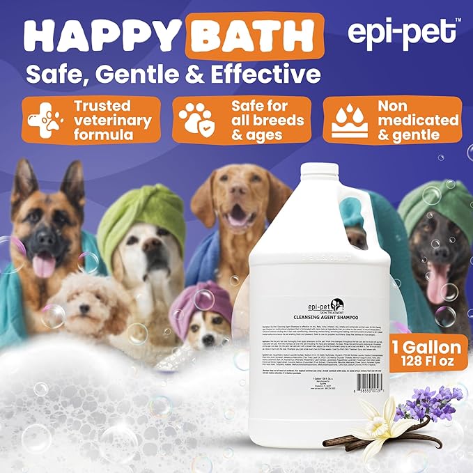 Puppy Safe 6in1 Pet Shampoo, Shampoo for Dogs with Deshedding Coat, Dry Itchy Skin, Hypoallergenic and Sensitive Skin, Scented Vanilla and Lavender (1 Gallon (Pack of 4), 1 Gallon (128 Fl oz))