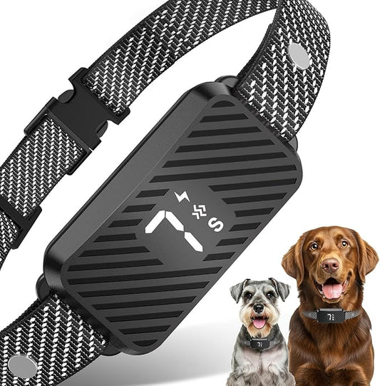 Dog Bark Collar for Large Medium Small Dogs, Rechargeable No-Bark Collar, Smart Barking Collar, Effective Bark Collar with 7-Level Sensitivity, 3 Beep & Vibration Modes, Waterproof, Black