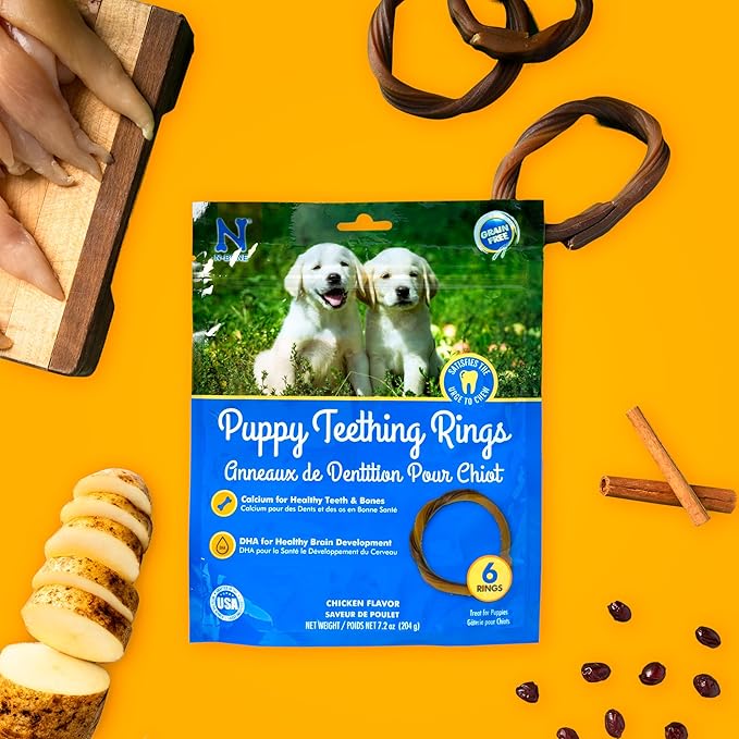 N-Bone Puppy Teething Rings, Grain-Free Chicken Flavor, 6 ct