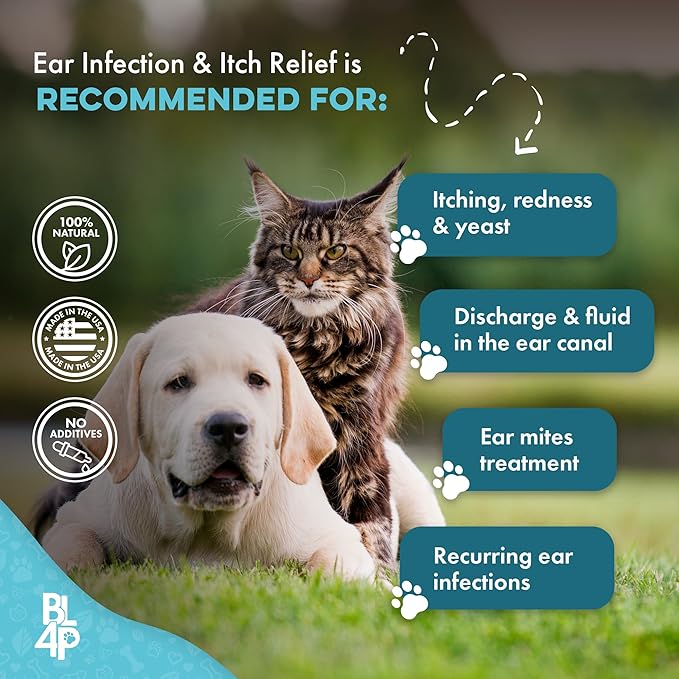 Itch Relief and Ear Infection Treatment for Dogs & Cats, Natural Ear Mites Treatment for Cats and Dogs Soothes Itchy Ears, Reduces Swelling, Otitis, Pain & Inflammation, 400 Easy to Give Tiny Pills