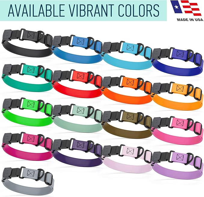 Dogline Biothane Waterproof Dog Collar with Herm Sprenger Stainless Steel Quick Release Buckle – Heavy Duty Tactical Durable Collar for Dogs – Comfortable and Safe Pet Collar, W 3/4" L 12-19", Green