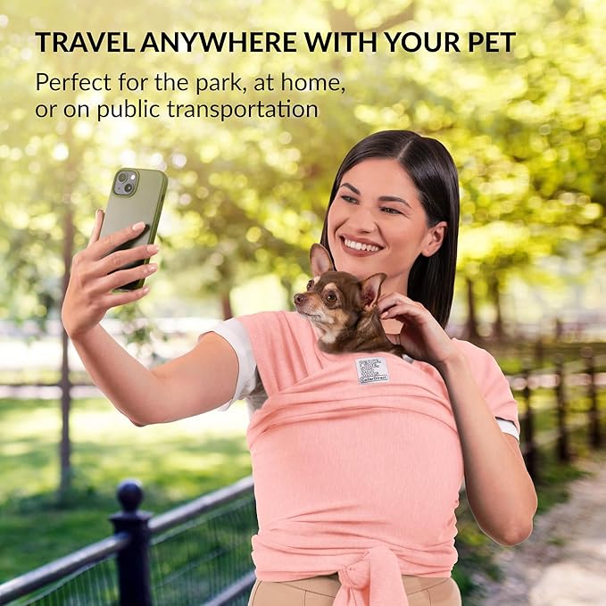 Dog Sling Carrier for Small Dogs - Anti-Anxiety Cat Sling, Puppy Pouch - Pet Sling in Gray Black Blue Green Pink Yellow (Pink, Standard)