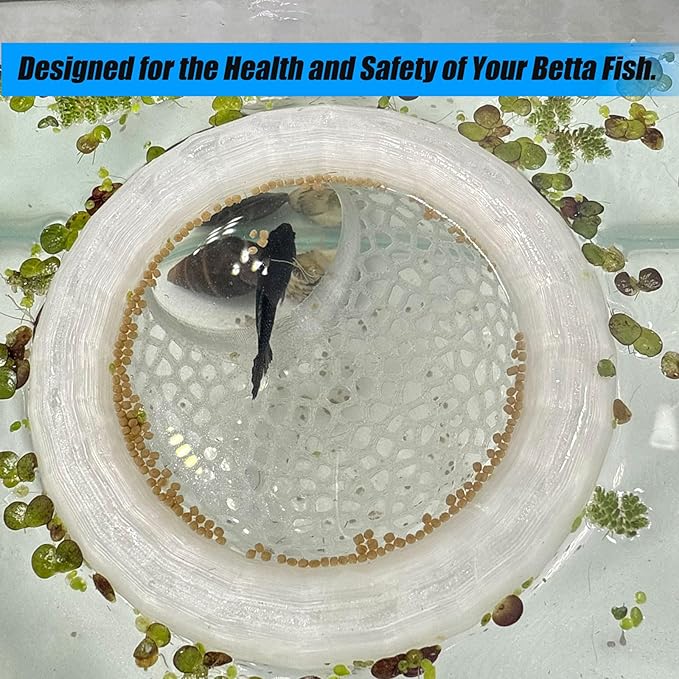 Aquarium Floating Betta Fish Skins, Betta or Shrimp Feeder, Cave and Hammock, Small Fish Feeding Rings, Aquarium Hiding Feeding Decorative Accessories (Cyan)