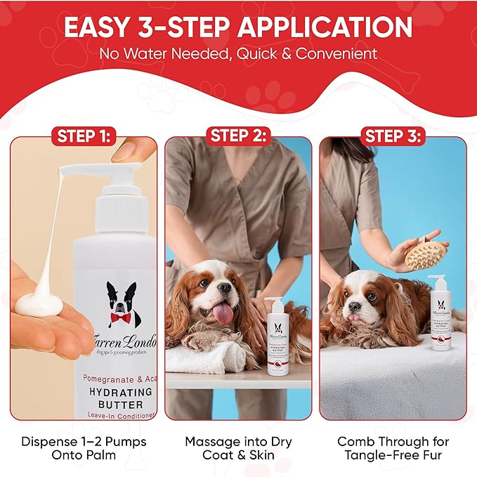 Warren London - Hydrating Butter For Dogs Skin & Coat,8 Oz,Pomegranate & Acai