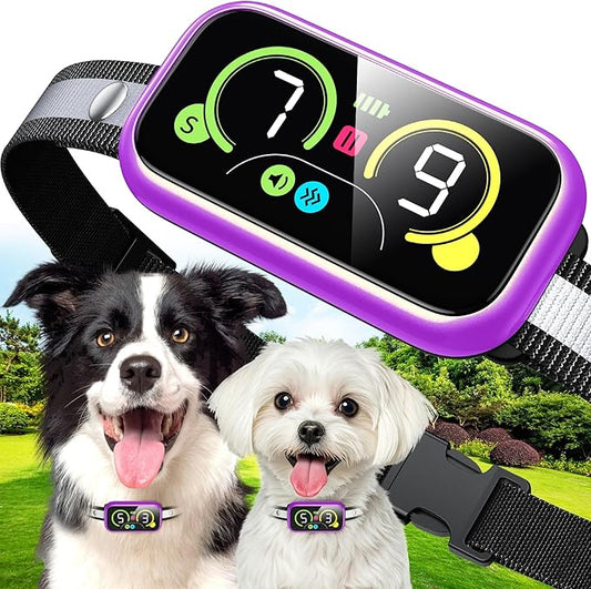Dog Bark Collar, Smart Barking Collar with 4 Modes, 7 Adjustable Sensitivity for Barking Howling Whining, Automatic Anti Barking Device for Large Medium Small Dogs IP67 Waterproof for Indoor & Outdoor