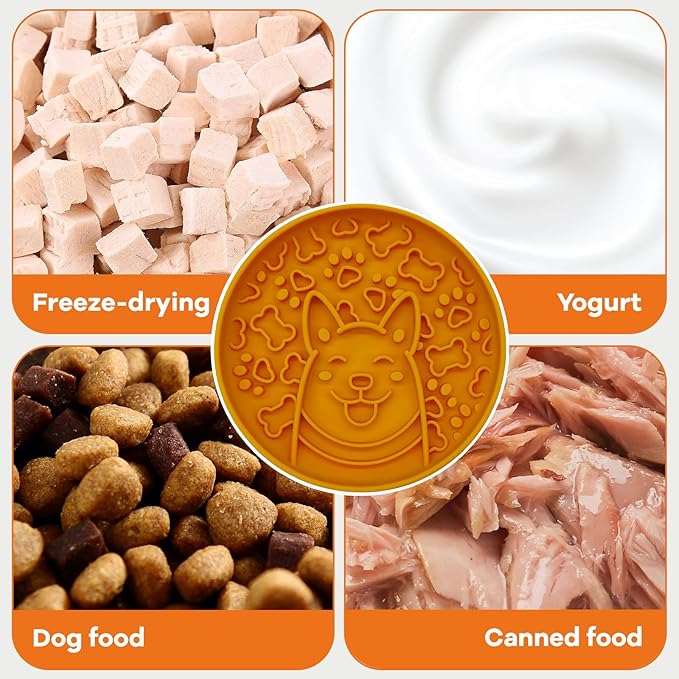 Dogs Slow Feeder Bowl,Silicone Dogs Bowl,Non-Slip Design, Puppy Pattern Interval Eating Slowly. (Peach Pink)