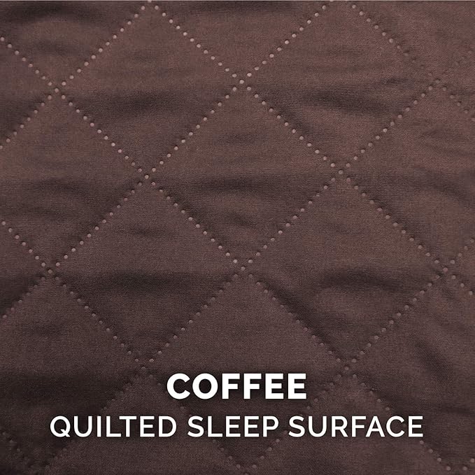 Furhaven Pillow Dog Bed for Large/Medium Dogs w/ Removable Bolsters & Washable Cover - Quilted Sofa - Coffee, Large