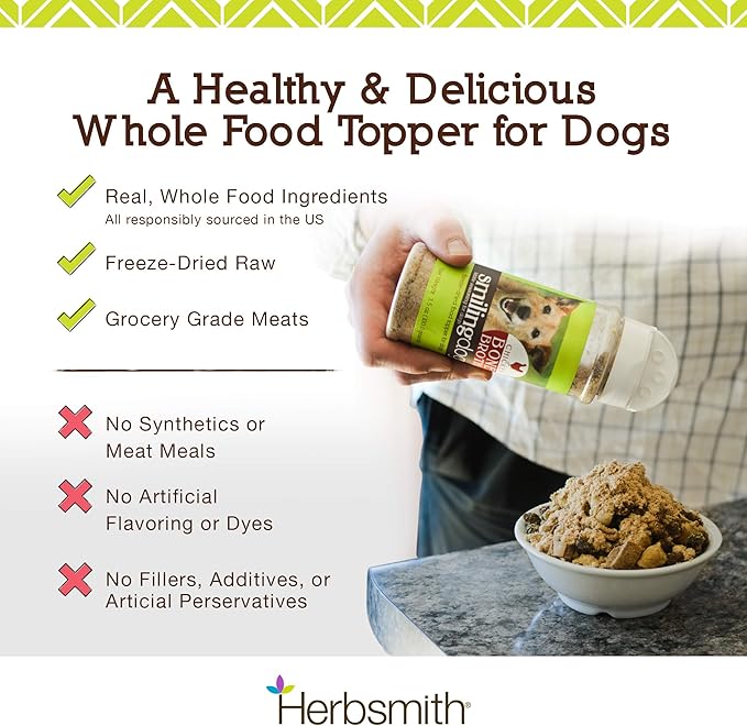 Herbsmith Kibble Seasoning – Freeze Dried Duck – Dog Food Topper for Picky Eaters – Grocery-Grade Fruits + Veggies – 3oz