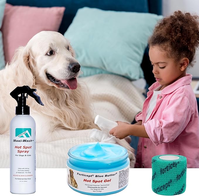 Forticept Blue Butter – Hot Spot Treatment for Dogs | Dog Wound Care | Skin Yeast Infections, Ringworm, Cuts, Rashes, First Aid Veterinary Strength Topical Ointment 4oz