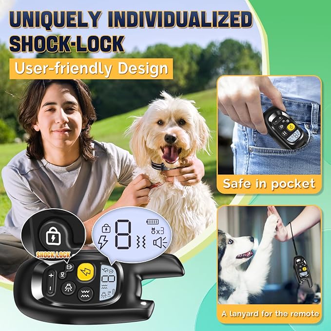 Dog Shock Collar with Remote - [2025 Newly Upgraded] Dog Training Collar for Small Medium Large Dogs, Rechargeable E Collars for Dogs Training, Waterproof Electric Collar with Shock-Lock
