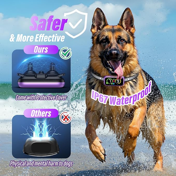 Dog Bark Collar, Smart Barking Collar with 4 Modes, 7 Adjustable Sensitivity for Barking Howling Whining, Automatic Anti Barking Device for Large Medium Small Dogs IP67 Waterproof for Indoor & Outdoor