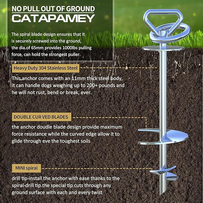 Dog Tie Out Stake,360° Swivel Dog Run Anchor,Dog Runner for Yard,Heavy Duty Dog Stake for Large Dogs up to 200 lbs-Dog Stake for Yard Outdoor Camping