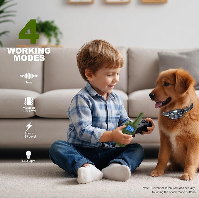 Dog Shock Collar - 2600FT Dog Training Collar with Remote, Rechargeable with 4 Training Modes, IPX7 Waterproof Electronic Dog Collar for All Breeds, Size