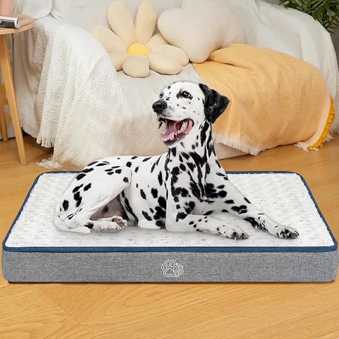 EMPSIGN Reversible Cool and Warm Dog Bed for Crate Pad, Pet Beds with Washable and Removable Cover, Dogs Crate Beds Sleeping Mats, Beds for Dog Crate for Large Medium Small Dogs, Grey