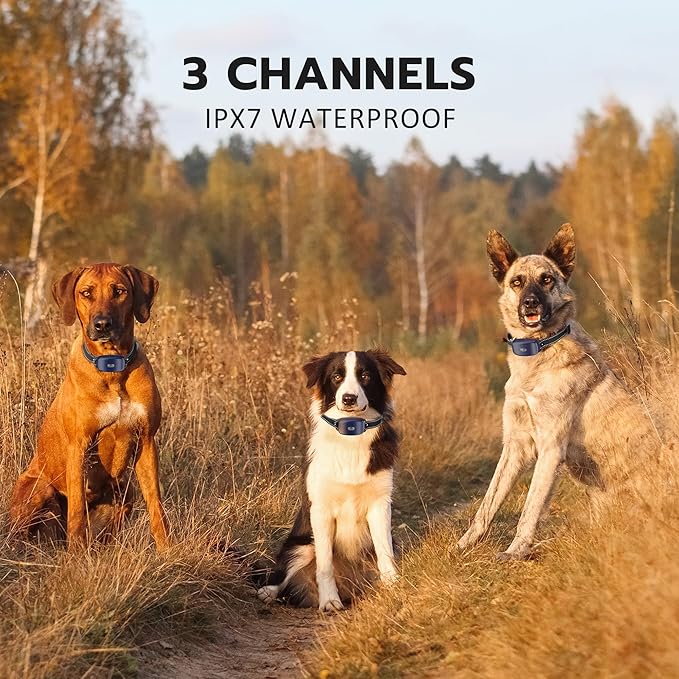 Dog Shock Collar with Remote Control - 3000Ft Dog Training Collar for 15-100lbs Small Medium Large Dogs, Adjustable IPX7 E Collar Beep Shock Vibration Modes with Flash Light