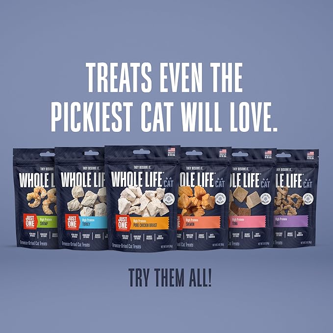 Whole Life Cat Just One Turkey Freeze Dried Cat Treats - Human Grade High Protein Food, Healthy Training Snacks, Freeze Dried Turkey Food Toppers, USA Made Natural Treats - 1.2 oz (Pack of 1)