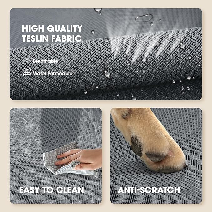 Elevated Dog Bed, Raised Outdoor Dog Bed for Large Sized Dog, Portable Cooling Pet Cot with Breathable & Washable Mesh, Indoor & Outdoor Pet Hammock with Skid-Resistant Feet.