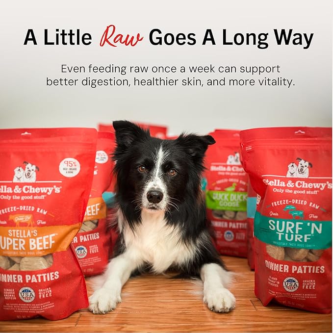 Stella & Chewy's Freeze-Dried Raw Dinner Patties - Remarkable Red Meat Blend - High Protein Grain-Free Puppy & Dog Food - Perfect For Picky Eaters - 14 oz