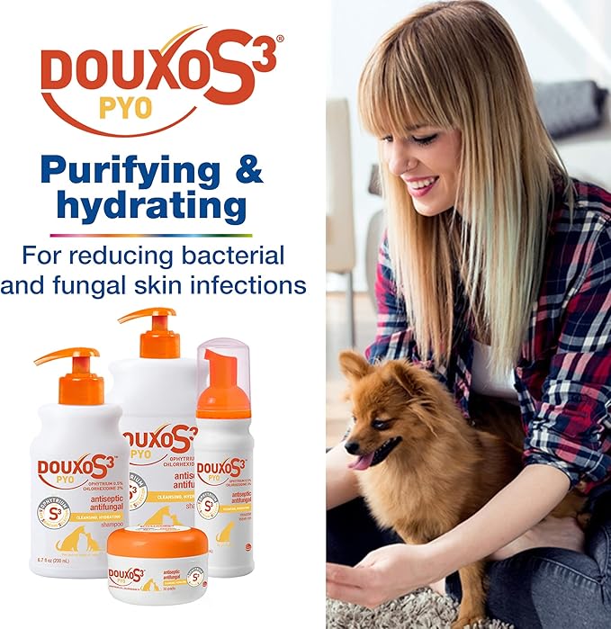 Douxo S3 Pyo Mousse, Contains 3% Chlorhexidine & 0.5% Ophytrium, Antiseptic & Hydrating, for Bacterial or Yeast Skin Infections, for Dogs, 5.1 fl. oz. (150mL)