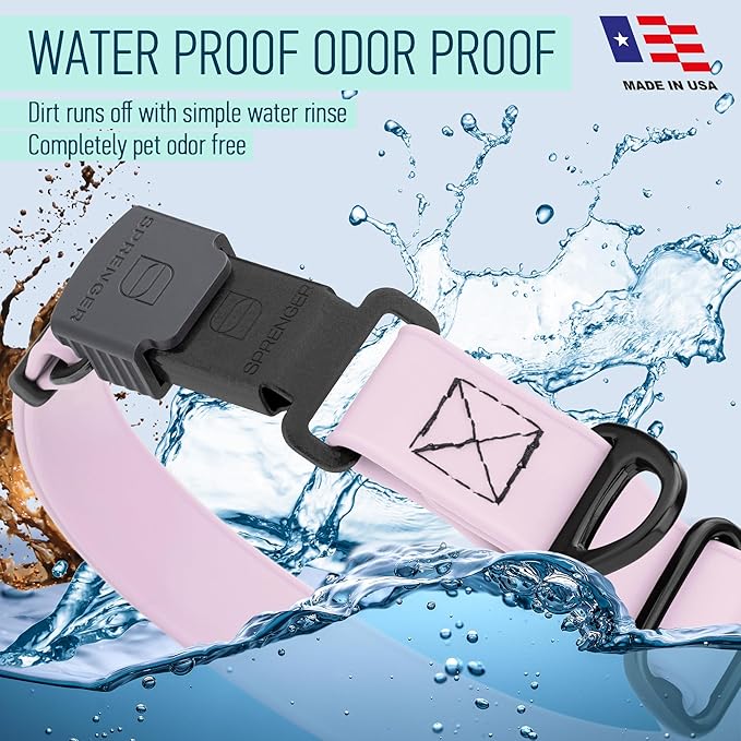 Dogline Biothane Waterproof Dog Collar with Herm Sprenger Stainless Steel Quick Release Buckle – Heavy Duty Tactical Durable Collar for Dogs – Comfortable and Safe Pet Collar, W 3/4" L 12-19", Pastel