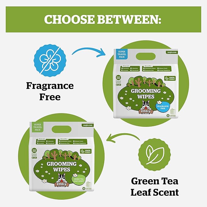 Pogi’s Dog Wipes Travel Packs – Hypoallergenic Pet Wipes for Paws, Body & Butt – Cleaning & Hydrating, Fragrance Free, 240-Count