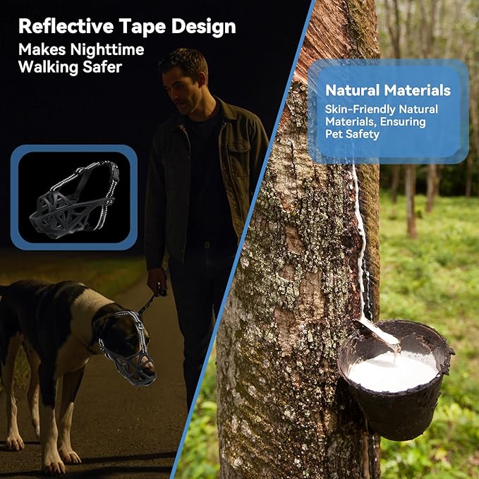 Dog Muzzle for Large Dogs, Breathable Basket Muzzles for Small, Medium and X-Large Aggressive Dog, Allows Panting Drinking, Suitable for Grooming Trimming Training (Black, L)