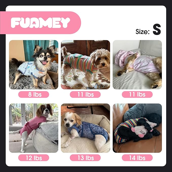 FUAMEY Recovery Suit for Dogs After Surgery,Soft Breathable Dog Bodysuit E-Collar & Cone Alternative Surgical Suit,Male Female Dog Neuter Spay Suits Anti Licking Wounds Onesie Mint Green Stripes S