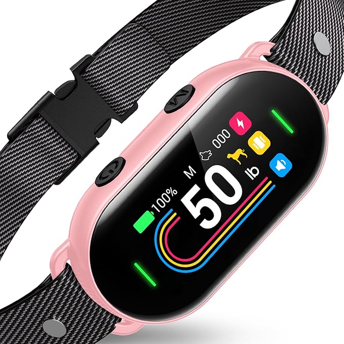 Smart Dog Bark Collar, for Small Medium Large Dogs 10-100lbs, Automatic Dog Training Collar to Decrease Barking, Anti Barking Device with 4 Training Modes, More 8 Sensitivity Levels, Pink