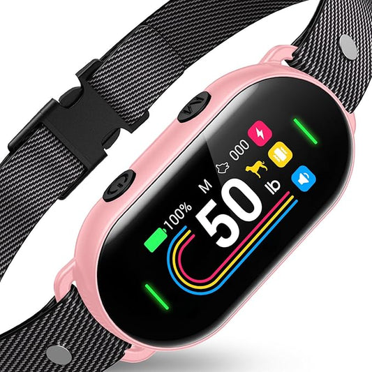 Smart Dog Bark Collar, for Small Medium Large Dogs 10-100lbs, Automatic Dog Training Collar to Decrease Barking, Anti Barking Device with 4 Training Modes, More 8 Sensitivity Levels, Pink