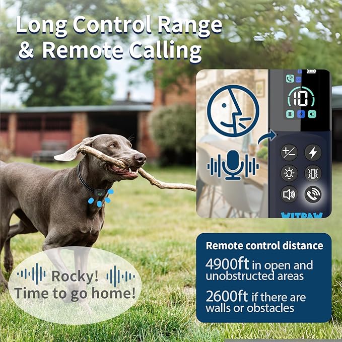 Dog Shock Collar 4900FT Dog Training Collar with Remote/Call Function/Light IP67 Waterproof Electric Collar for Dogs Rechargeable E-Collar for All Breeds, 4 Training Modes(10-120Ibs)