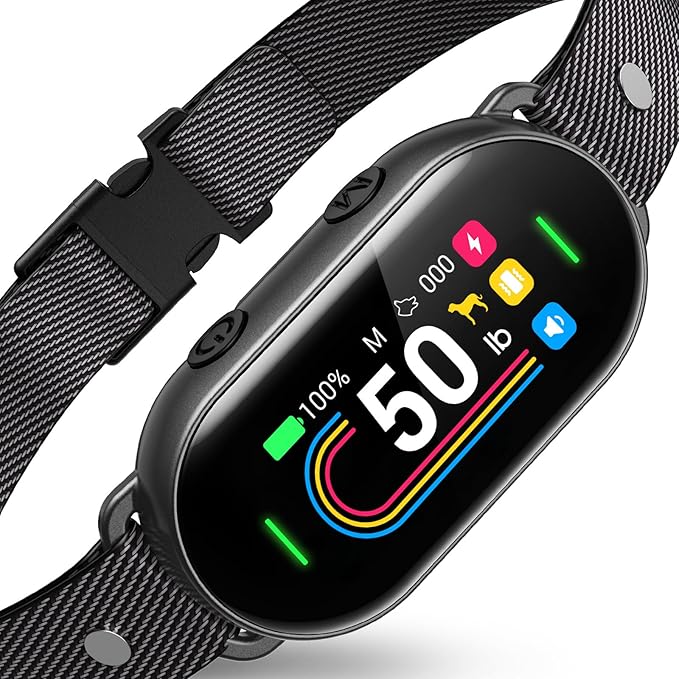 Smart Dog Bark Collar - for Small Medium Large Dogs 10-100lbs, Automatic Dog Training Collar to Decrease Barking, Anti Barking Device with 4 Training Modes, More 8 Sensitivity Levels, Black
