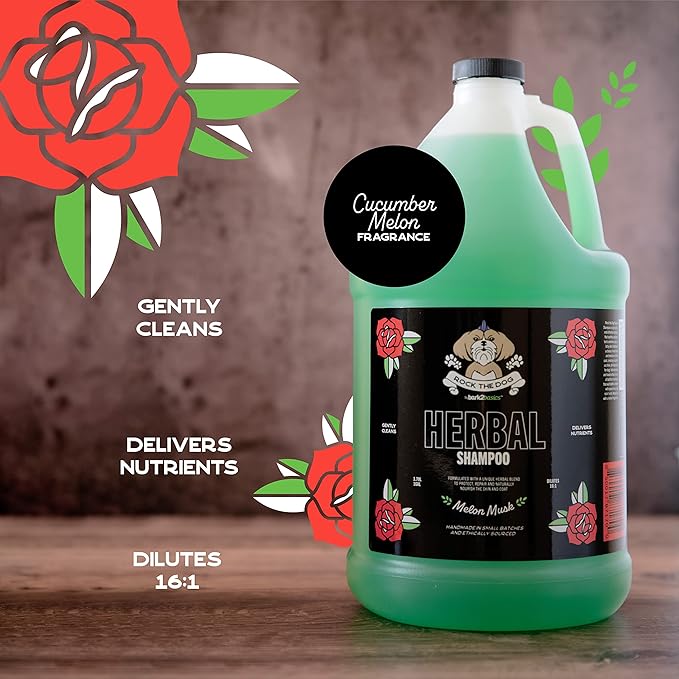 Bark2Basics Rock The Dog Herbal Pet Shampoo, 1 Gallon - Naturally Derived Ingredients, Unique Herbal Blend, Protects, Repairs, and Nourishes, Professional Grade