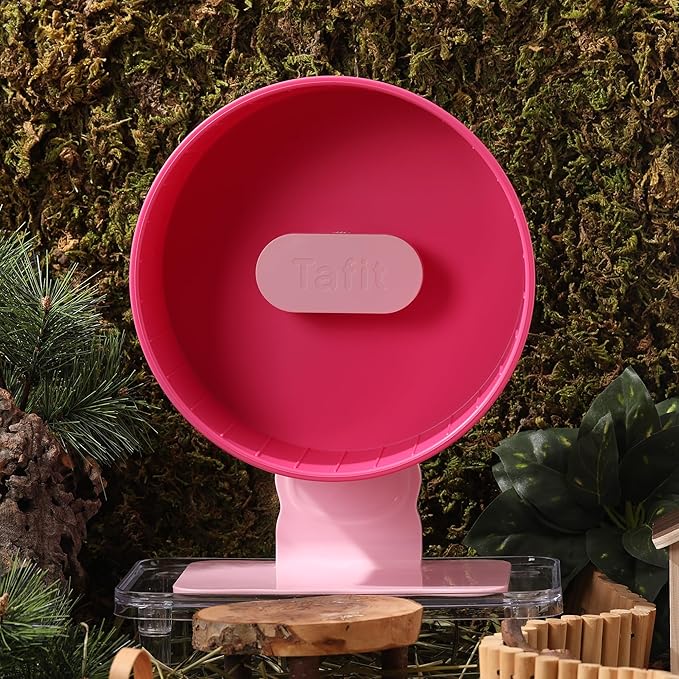 Silent Hamster Wheel 8.7 Inch Dual-Bearings Small Animals Quiet Running Exercise Wheels, Height Adjustable for Dwarf Hamsters, Gerbils, Mice, Hedgehog, or Other Small Pets,Raspberry Pink