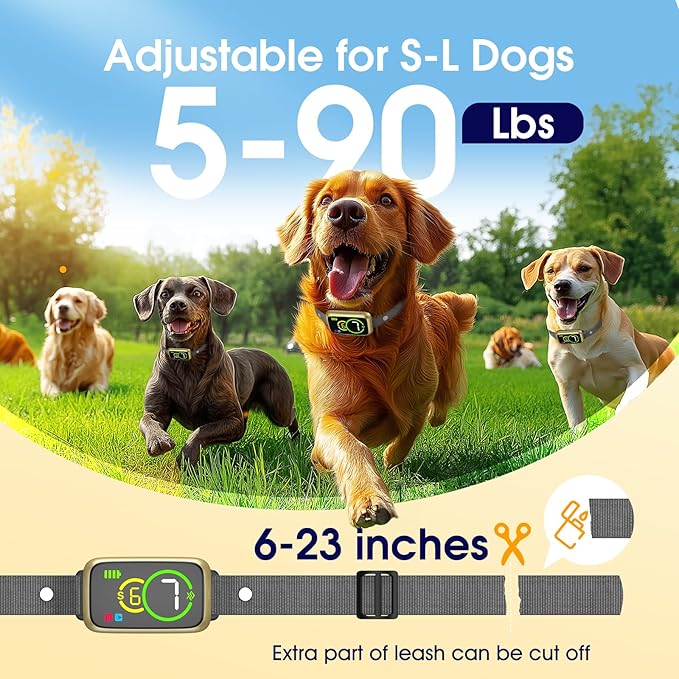 Smart Dog Bark Collar, Automatic Stop Bark Collar for Large, Medium, Small Dogs, Safe & Humane Barking Collar with Beep, Vibration & 7 Adjustable Sensitivity, Anti Barking Device IP67 Waterproof