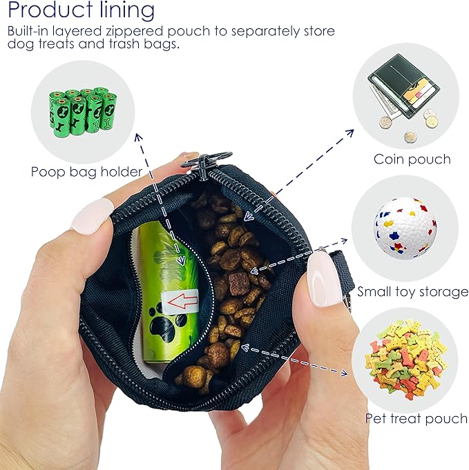 Dog Treat Pouch for Pet Walking and Training with Clicker Poop Bags Small Fanny Zipper Pack Holder for Puppy Snack Dispenser Kit for Leash and Outdoor Use (Watermelon)