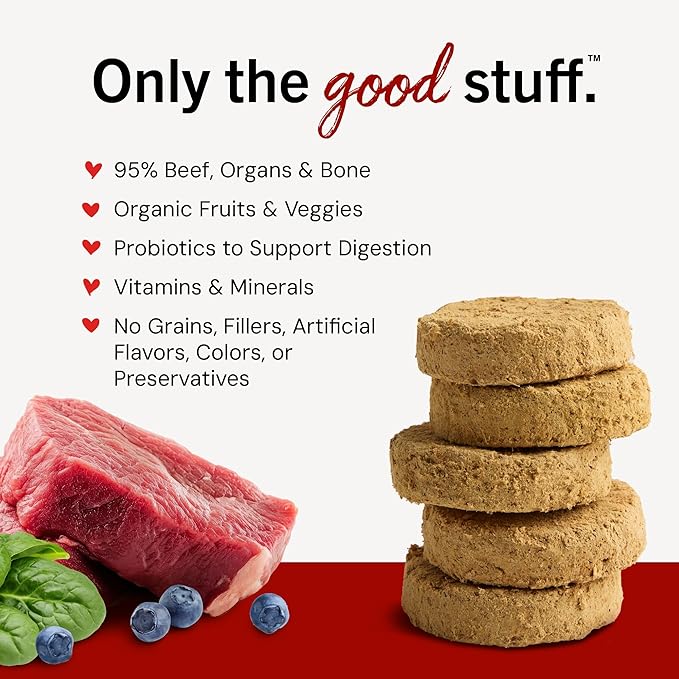 Stella & Chewy's Freeze-Dried Raw Dinner Patties - Beef Recipe - High Protein Grain-Free Puppy & Dog Food - Perfect For Picky Eaters - 25 oz