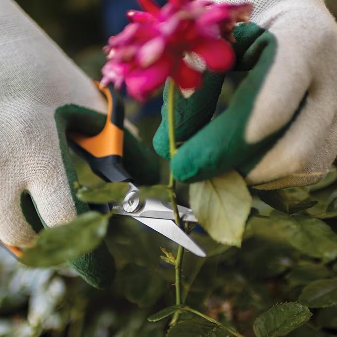 Fiskars Comfort Loop Micro-Tip Pruning Snips - 7" Garden Shears with Sheath and Extra Large SoftGrip Handle - Yard and Garden Tools - Orange/Black
