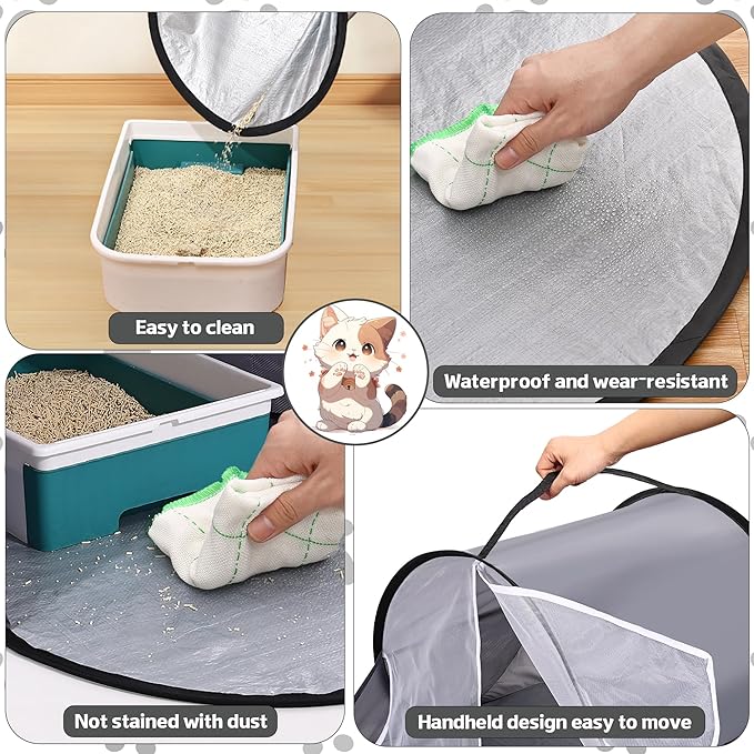Foldable Cat Litter Box Enclosure - No Assembly Needed All-in-One Privacy Cover for Large Litter Boxes | Spill-Proof Design, Easy to Clean & Collapsible Storage (46"x23"x19")