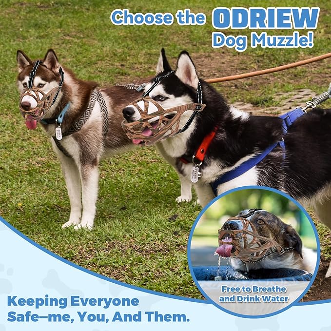 Dog Muzzle for Large Dogs, Breathable Basket Muzzles for Small, Medium and X-Large Aggressive Dog, Allows Panting Drinking, Suitable for Grooming Trimming Training (Camouflage Brown, L)