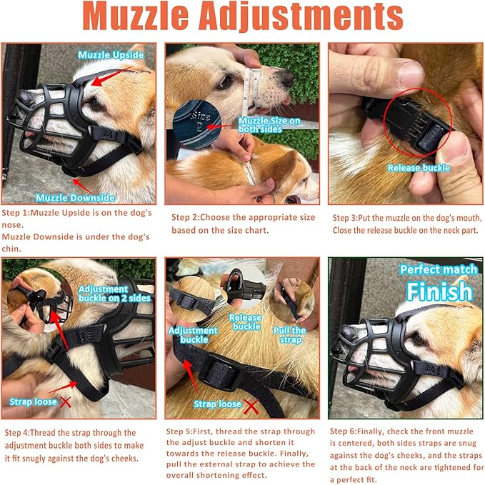 Dog Muzzle, Basket Muzzle Anti Biting Chewing, Sturdy Lightweight Muzzle Allows Panting Drinking, Cage Muzzle for Small Medium Large Dogs, Suitable for Grooming Trimming Training (Size 5)