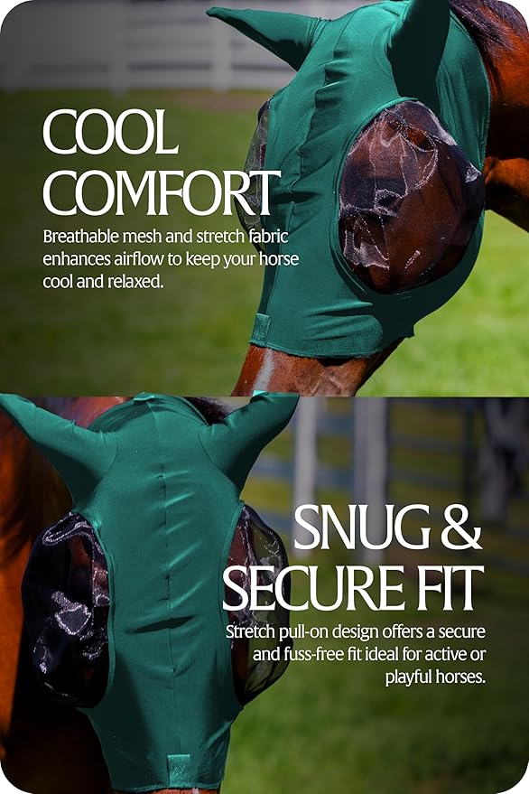 Equinavia Bug Out Fly Mask | Against Flies, Insects, UV Rays - Turquoise - Pony