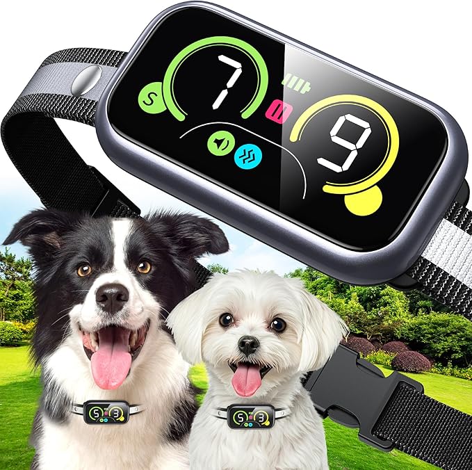Dog Bark Collar, Smart Barking Collar with 4 Modes, 7 Adjustable Sensitivity for Barking Howling Whining, Automatic Anti Barking Device for Large Medium Small Dogs IP67 Waterproof for Indoor & Outdoor