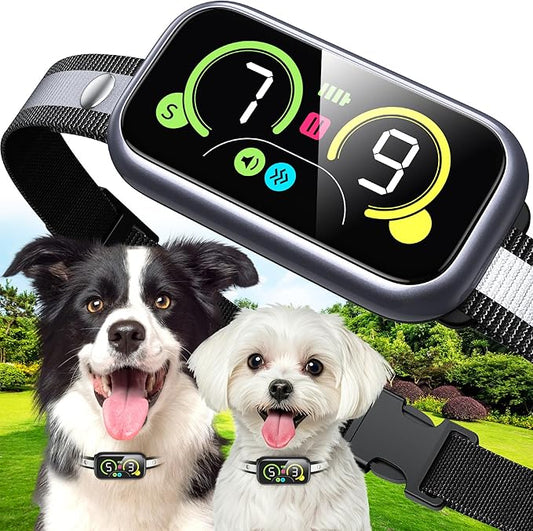 Dog Bark Collar, Smart Barking Collar with 4 Modes, 7 Adjustable Sensitivity for Barking Howling Whining, Automatic Anti Barking Device for Large Medium Small Dogs IP67 Waterproof for Indoor & Outdoor
