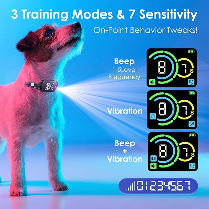 Dog Bark Collar,Bark Collar for Small Dogs,Humane Barking Collar,AUTO Barking Collar,Adjustable Beep Vibration Modes and 7 Sensitivity(Black)