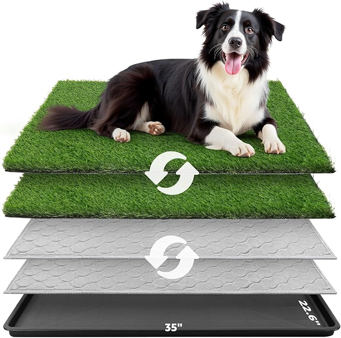 Dog Grass Large Potty Patch, Dog Litter Boxes Artificial Grass Bathroom Turf for Pet Training, Washable Puppy Pee Pad, Perfect Indoor/Outdoor Portable Potty Pet Loo