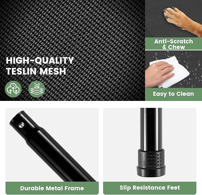 Elevated Dog Bed for Outdoor, Medium Raised Dog Cot with Washable Mesh, Cooling Pet Cot Chew Proof for Outside Camping, 32"x25" Brown