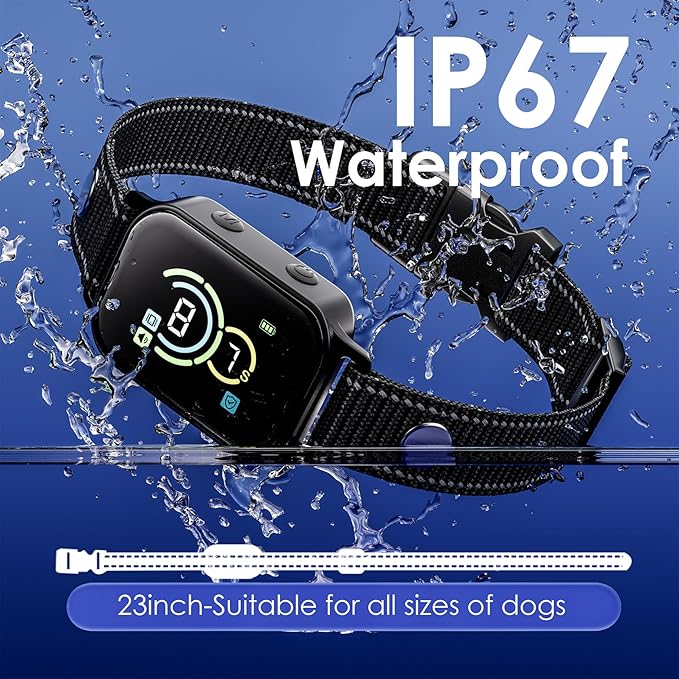 Dog Bark Collar,Bark Collar for Small Dogs,Humane Barking Collar,AUTO Barking Collar,Adjustable Beep Vibration Modes and 7 Sensitivity(Black)